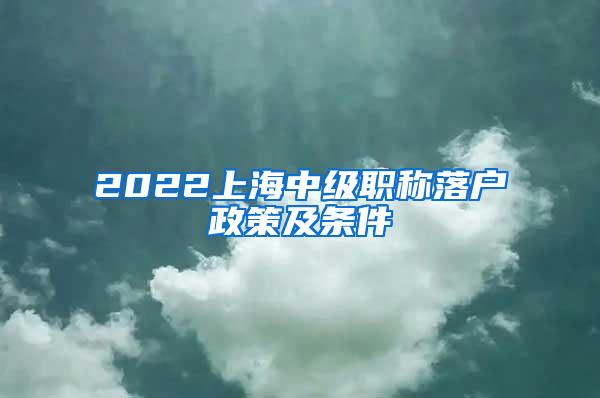 2022上海中级职称落户政策及条件