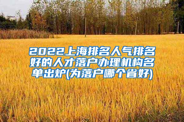 2022上海排名人气排名好的人才落户办理机构名单出炉(为落户哪个省好)
