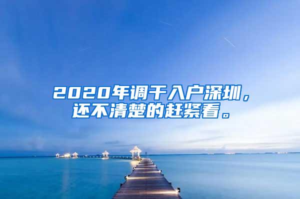 2020年调干入户深圳，还不清楚的赶紧看。