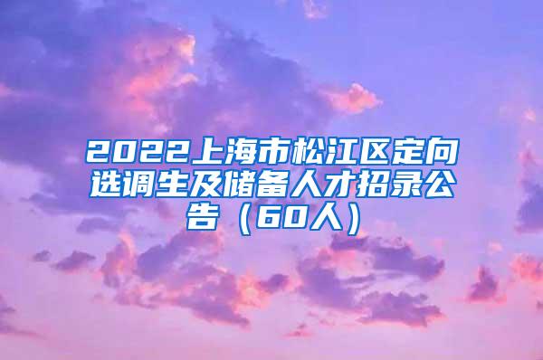 2022上海市松江区定向选调生及储备人才招录公告（60人）