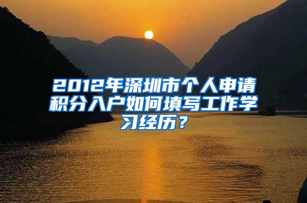 2012年深圳市个人申请积分入户如何填写工作学习经历？