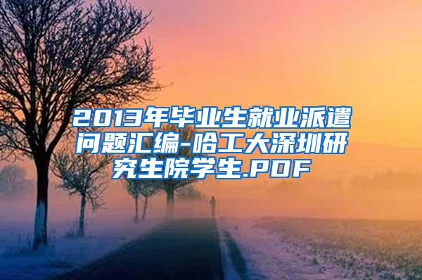 2013年毕业生就业派遣问题汇编-哈工大深圳研究生院学生.PDF