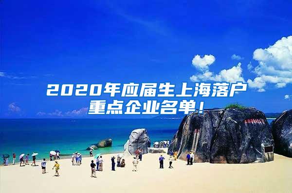 2020年应届生上海落户重点企业名单！