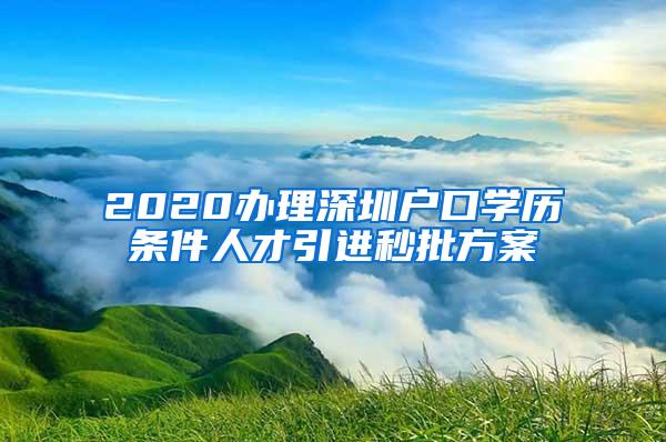 2020办理深圳户口学历条件人才引进秒批方案