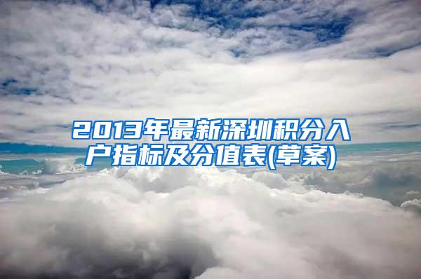 2013年最新深圳积分入户指标及分值表(草案)