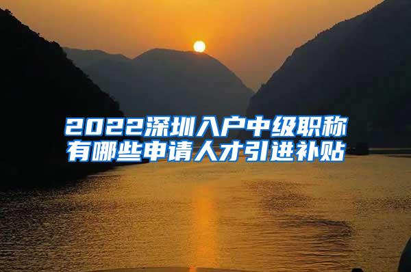 2022深圳入户中级职称有哪些申请人才引进补贴