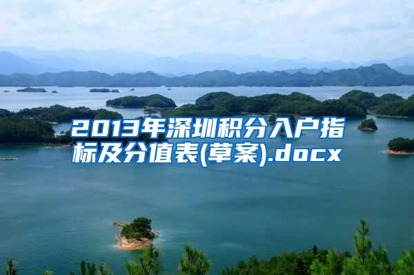2013年深圳积分入户指标及分值表(草案).docx