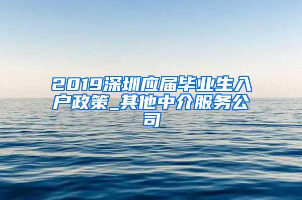 2019深圳应届毕业生入户政策_其他中介服务公司