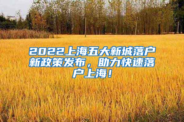 2022上海五大新城落户新政策发布，助力快速落户上海！