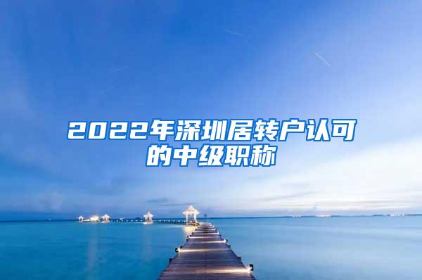 2022年深圳居转户认可的中级职称