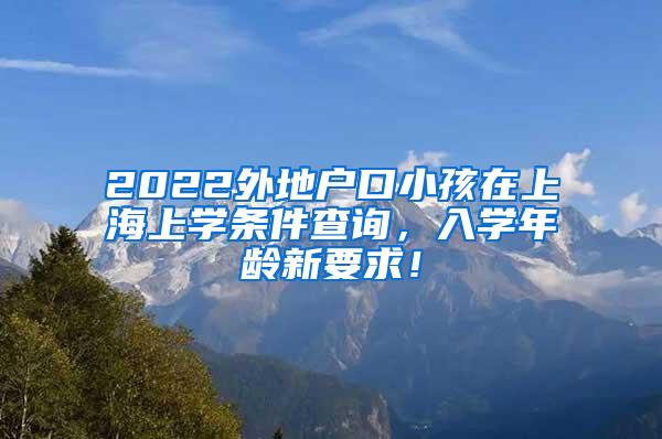 2022外地户口小孩在上海上学条件查询，入学年龄新要求！