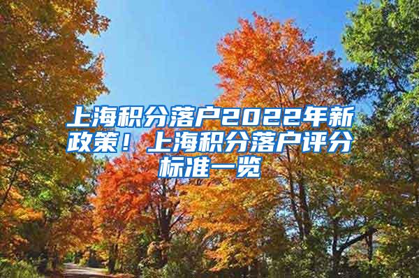 上海积分落户2022年新政策！上海积分落户评分标准一览