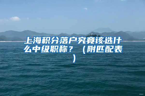 上海积分落户究竟该选什么中级职称？（附匹配表）
