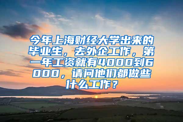 今年上海财经大学出来的毕业生，去外企工作，第一年工资就有4000到6000，请问他们都做些什么工作？