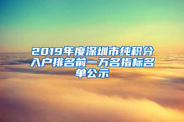 2019年度深圳市纯积分入户排名前一万名指标名单公示
