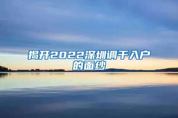 揭开2022深圳调干入户的面纱
