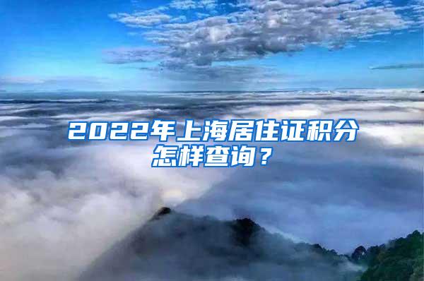 2022年上海居住证积分怎样查询？