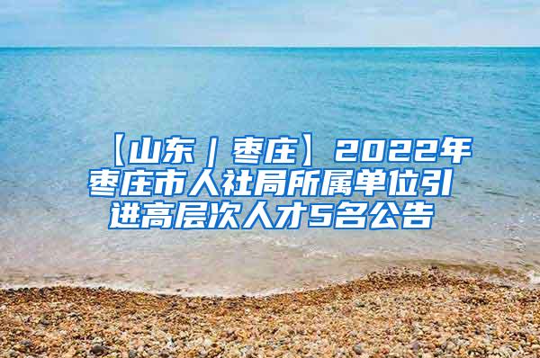 【山东｜枣庄】2022年枣庄市人社局所属单位引进高层次人才5名公告