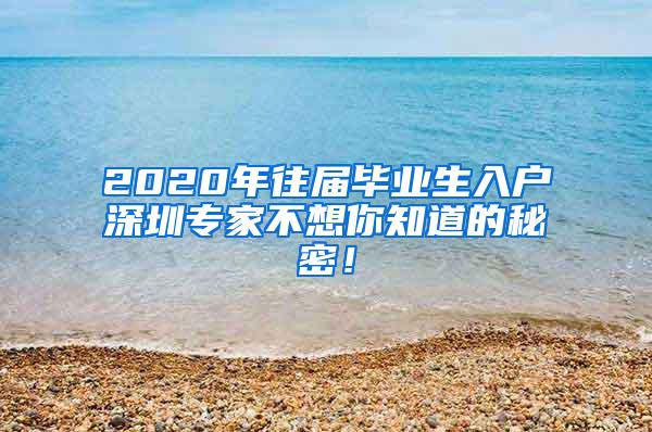2020年往届毕业生入户深圳专家不想你知道的秘密！