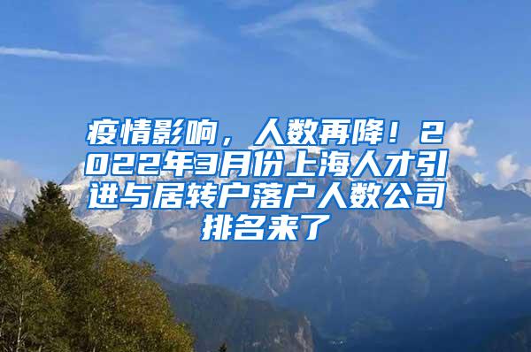 疫情影响，人数再降！2022年3月份上海人才引进与居转户落户人数公司排名来了