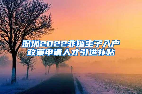 深圳2022非婚生子入户政策申请人才引进补贴