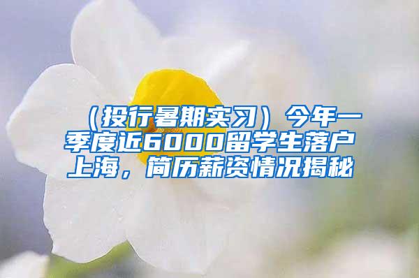 （投行暑期实习）今年一季度近6000留学生落户上海，简历薪资情况揭秘