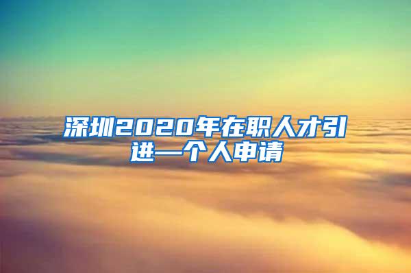 深圳2020年在职人才引进—个人申请