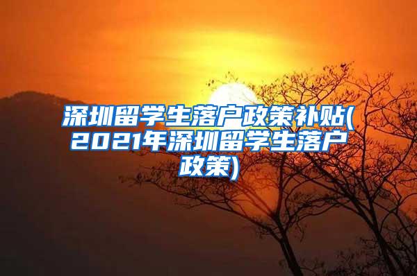 深圳留学生落户政策补贴(2021年深圳留学生落户政策)
