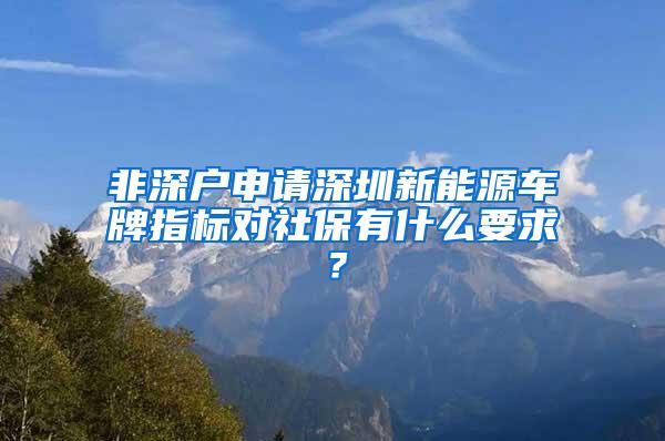 非深户申请深圳新能源车牌指标对社保有什么要求？