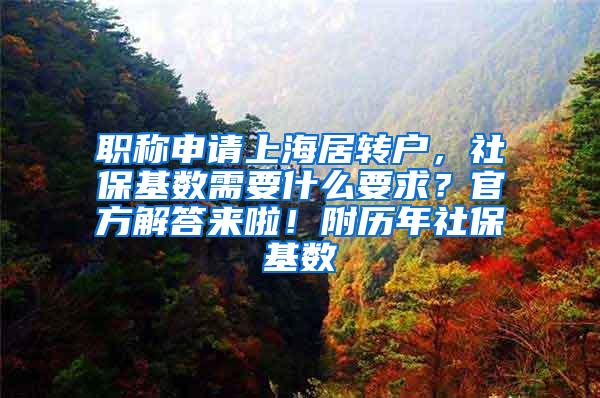 职称申请上海居转户，社保基数需要什么要求？官方解答来啦！附历年社保基数