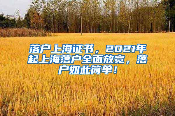 落户上海证书，2021年起上海落户全面放宽，落户如此简单！