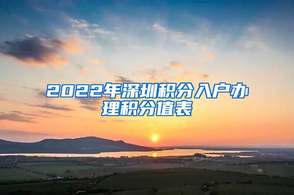 2022年深圳积分入户办理积分值表