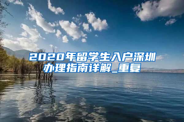 2020年留学生入户深圳办理指南详解_重复