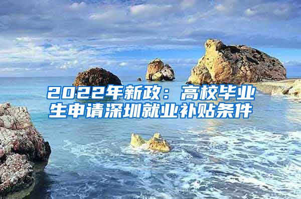 2022年新政：高校毕业生申请深圳就业补贴条件