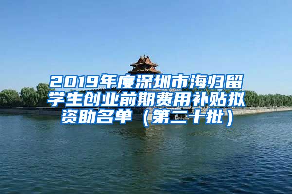 2019年度深圳市海归留学生创业前期费用补贴拟资助名单（第二十批）