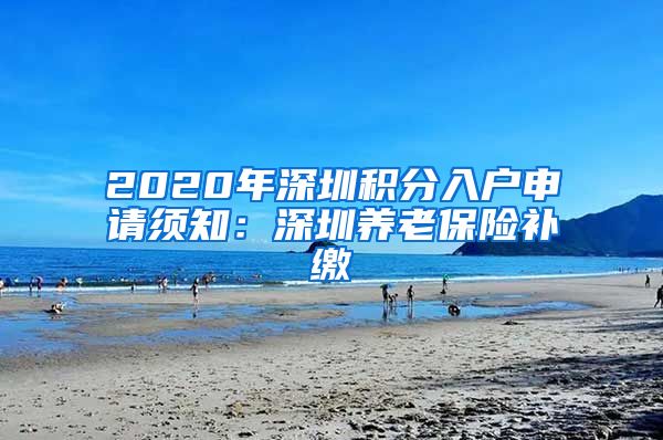 2020年深圳积分入户申请须知：深圳养老保险补缴