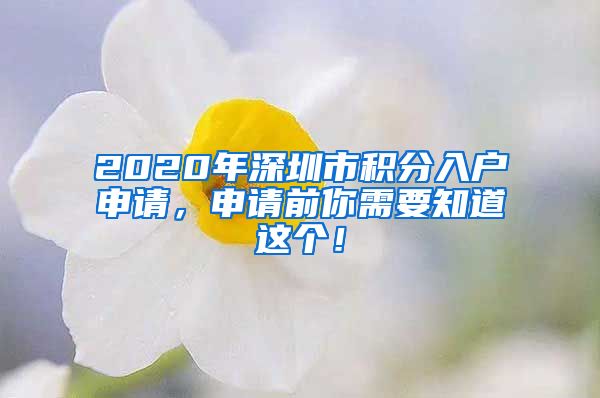 2020年深圳市积分入户申请，申请前你需要知道这个！