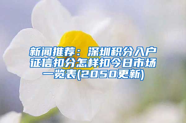 新闻推荐：深圳积分入户征信扣分怎样扣今日市场一览表(2050更新)